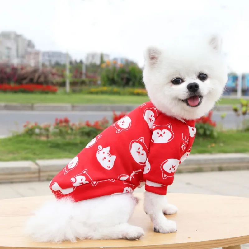 Cute Animal Printed Pet Coat Dog Home Clothes Soft Sleeping Suit French Bulldog Pet Jumpsuit Warm Pets Clothing Ropa Perro