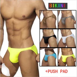 Nuovo costume da bagno Sexy da uomo stampa leopardo costumi da bagno uomo pantaloncini da bagno slip a vita bassa bagno abbigliamento da spiaggia Surf Homme Push Pad Bikini