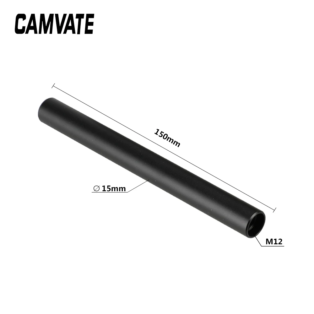 CAMVATE 2PCS Aluminum Standard 15mm M12 Rod (150mm Long) For DSLR Shoulder Rig/Camera Cages/Matte Box/Follow Focus/Monitor Cages