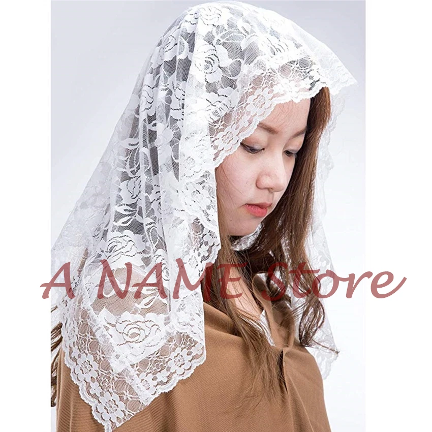 Infinity Mantilla veils Catholic for church little Girls' Kids Headcovering First Communion Lace Veil Small White Black mantille