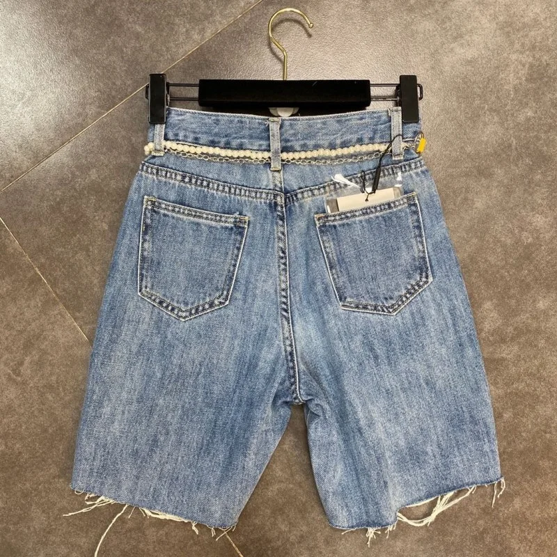 

Fashion Summer Hole Design Female Casual Denim Shorts High Street Pockets Concise Womens Vintage Shorts 2022 Classic New
