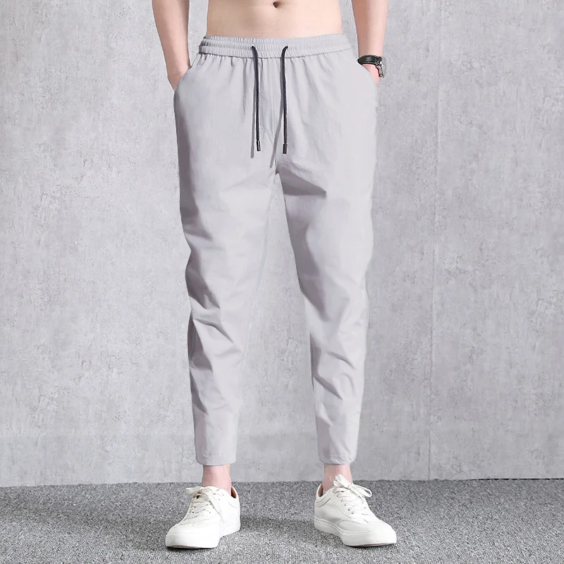 Ice silk sports pants men loose beam feet summer thin section ultra-thin quick-drying trousers running fitness men's casual pant