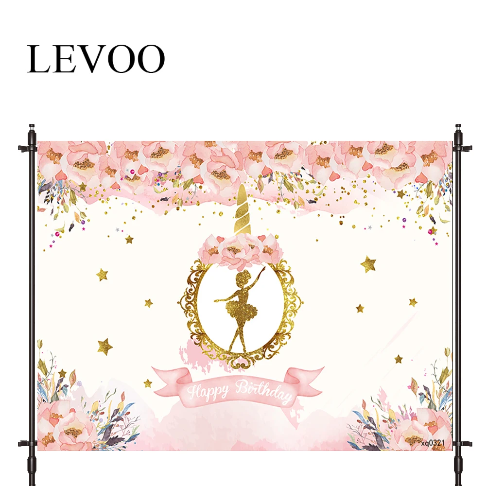 

LEVOO New Photo Backdrop Ballet Unicorn Flower Birthday Princess Background Nature Photocall Photo Studio Shoot Prop