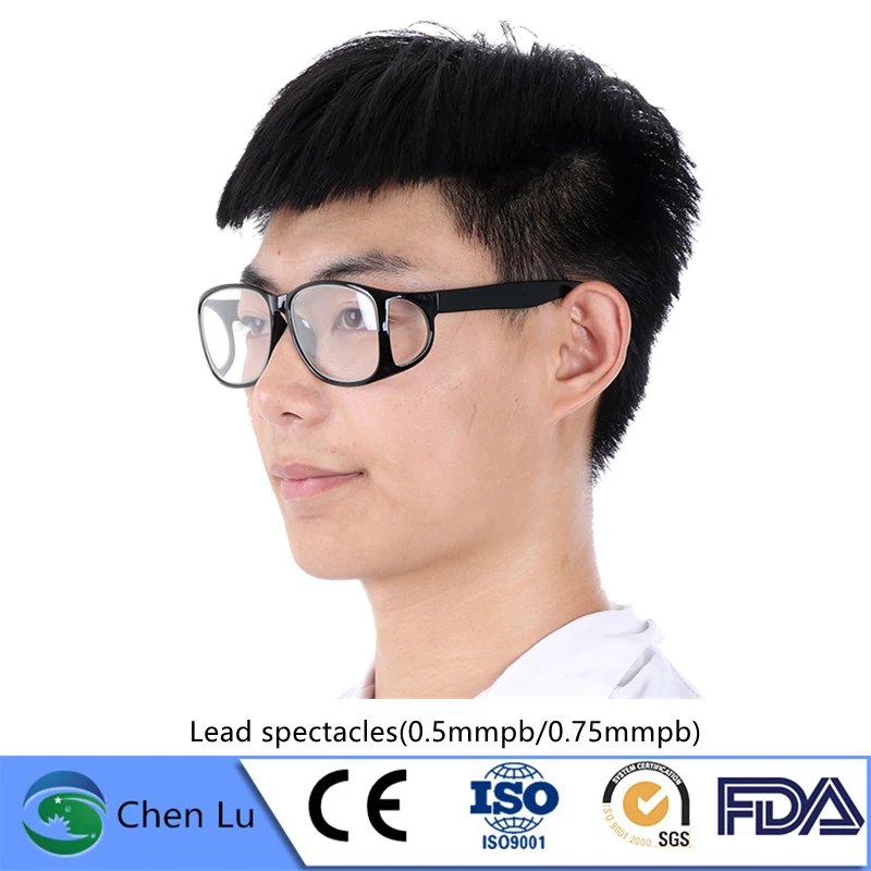 Genuine nuclear radiation protective lead spectacles(with side defense) x-ray gamma ray protective 0.5/0.75mmpb lead glasses