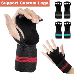 3 Holes Gymnastics Hand Grips Cowhide Leather With Wrist Straps Training Palm Finger Protection Weight Lifting Exercise