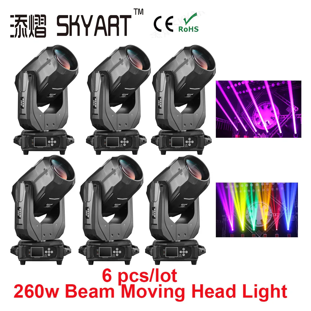 6pcs/lot Lyre 260w Beam 10r LED Moving Head Light DMX professional DJ equipment lighting stage lighting for bar party concerts