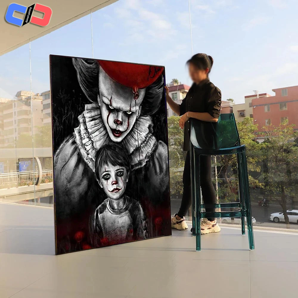 Full Square/Round 5D DIY Diamond Painting Skull Man Horror Clowns and Baby Cross Stitch Mosaic Needlework Diamond Embroidery Art