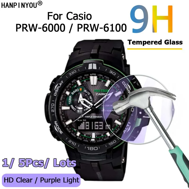 For Casio PRW-6000 PRW-6100 Smart Watch HD Clear / Anti Purple Light 2.5D Toughened Tempered Glass Film Screen Protector Guard