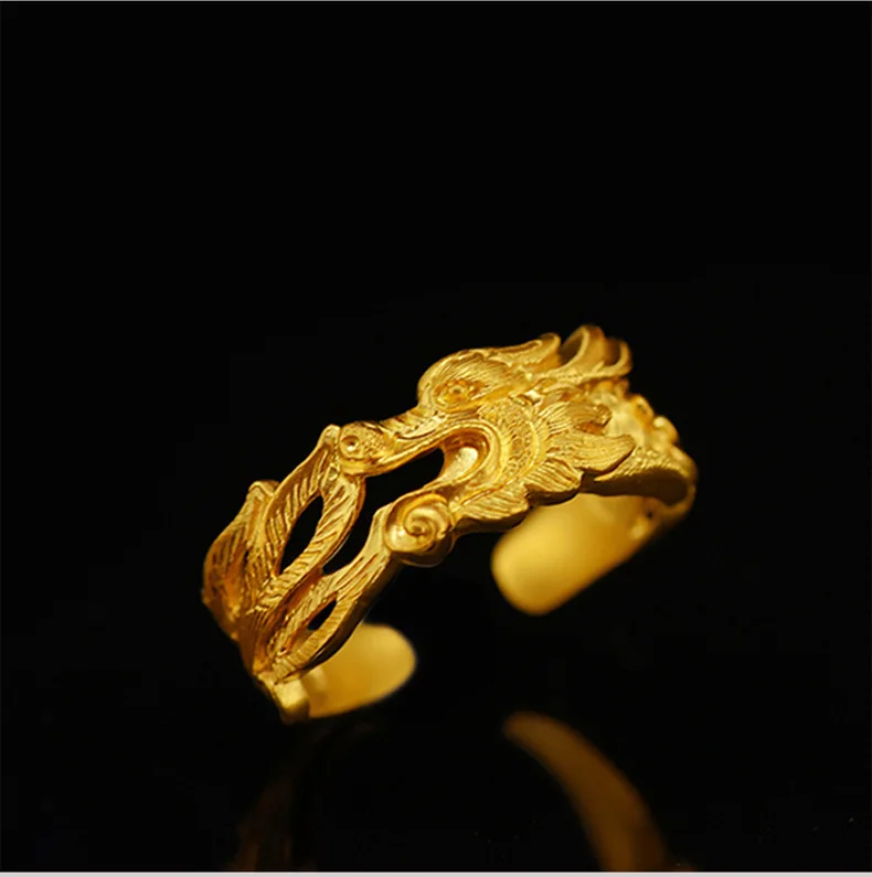 Aggressive Retro Dragon Ring with Gold Plated Opening Adjustable Ring Men's and Women's Hip Hop Party Jewelry Cocktail Ring