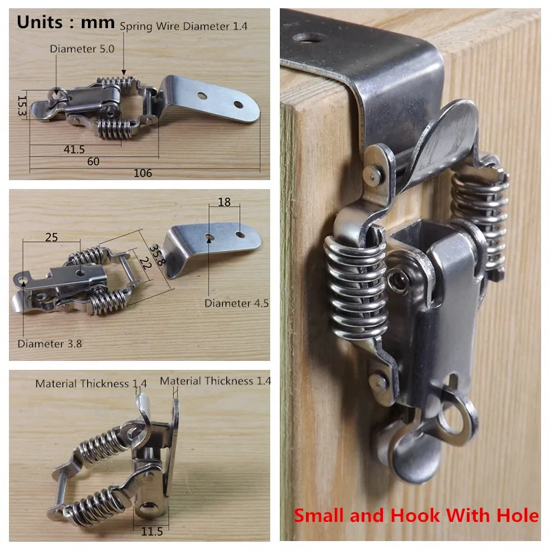 1pcs Iron Plated Nickel Spring Loaded Suitcase Chest Tool Box Locking Toggle Latch Hasp  Fastener Hardware Accessories