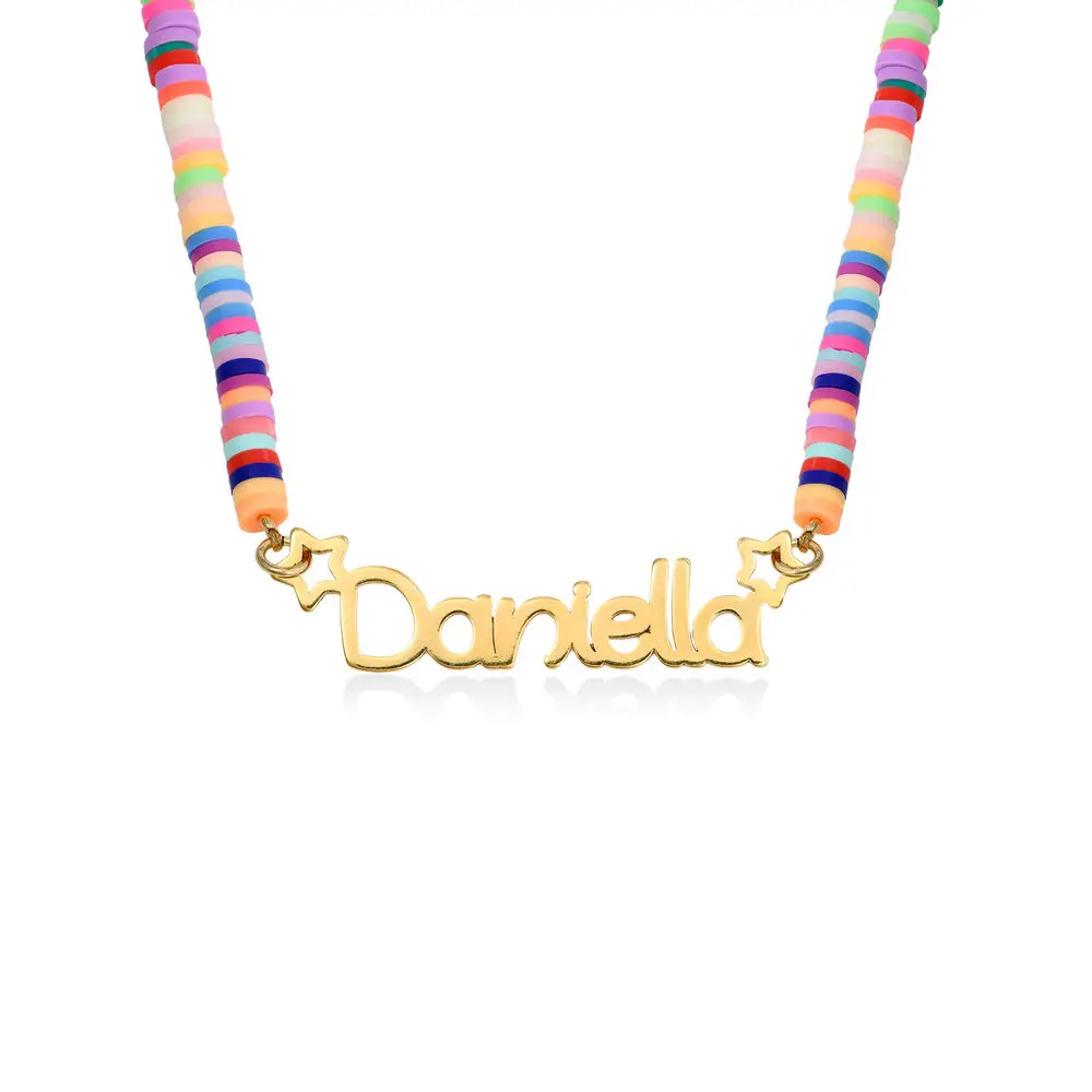 Custom Stainless Steel Name Elastic Rope Necklace Personalized Rainbow Soft Necklace Choker Pendant Jewelry Christmas Girl Gifts