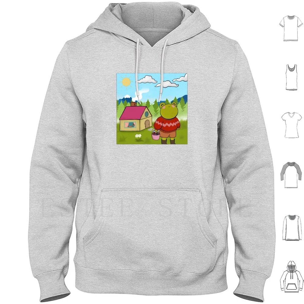 سترة بغطاء للرأس على شكل ضفدع من Cottagecore بأكمام طويلة على شكل ضفدع Cottagecore لطيف على شكل غابة