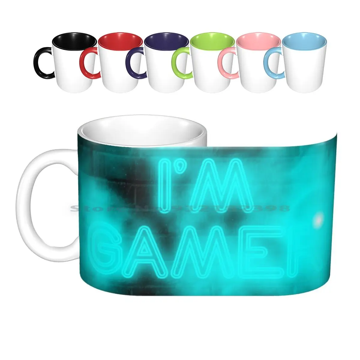 I`m Gamer Ceramic Mugs Coffee Cups Milk Tea Mug Im Gamer Gamer Gaming Player Playing I Am Gamer Videogames Graffiti Neon Light