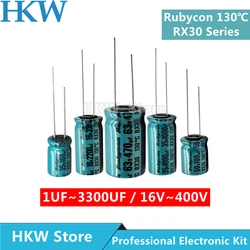 10pcs/Lot Rubycon RX30 Series 130 ℃ DEC Degree Electrolytic Capacitor 16V 25V 35V 50V 63V 100V 400V 10UF 47UF 220UF 330UF 470UF