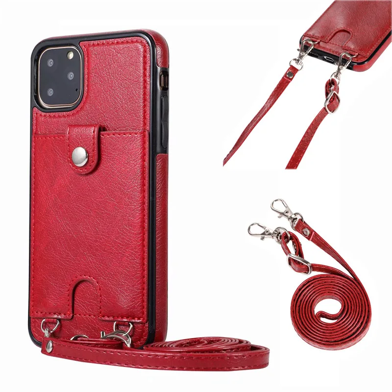 PU Leather Phone Case For iPhone11 12Pro Max X Xs Max XR 8 7 6 6sPlus Wallet Card Case For Phone 12mini SE 2020 Cases With Strap