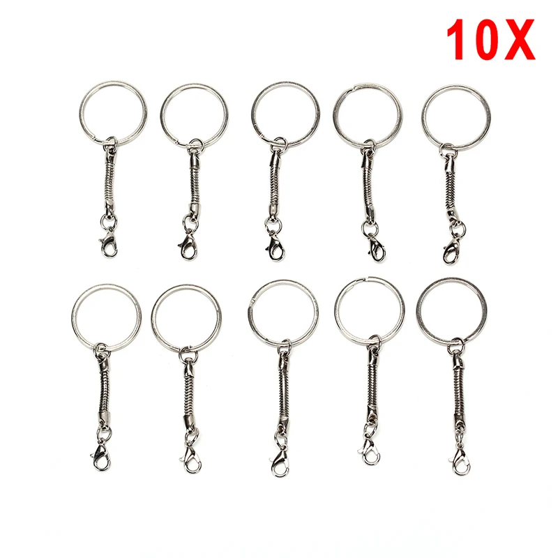 10Pcs Snake Chain Key Rings Keychain Silver DIY Jewelry Findings Craft Jewelry Accessories