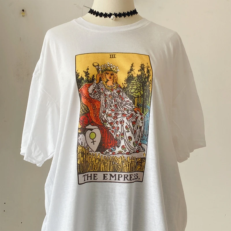 The Empress Tarot Card T Shirt Major Arcana Telling Occult T Shirt Casual O-neck Casual For Woman 100% Cotton