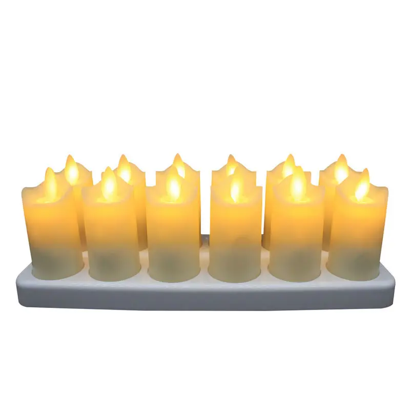 مجموعة من 12 قابلة للشحن عن بعد أو لا إزالة لهب LED tealight يتأرجح نذري ضوء شمعة عيد الميلاد ديكور الزفاف-أبيض دافئ