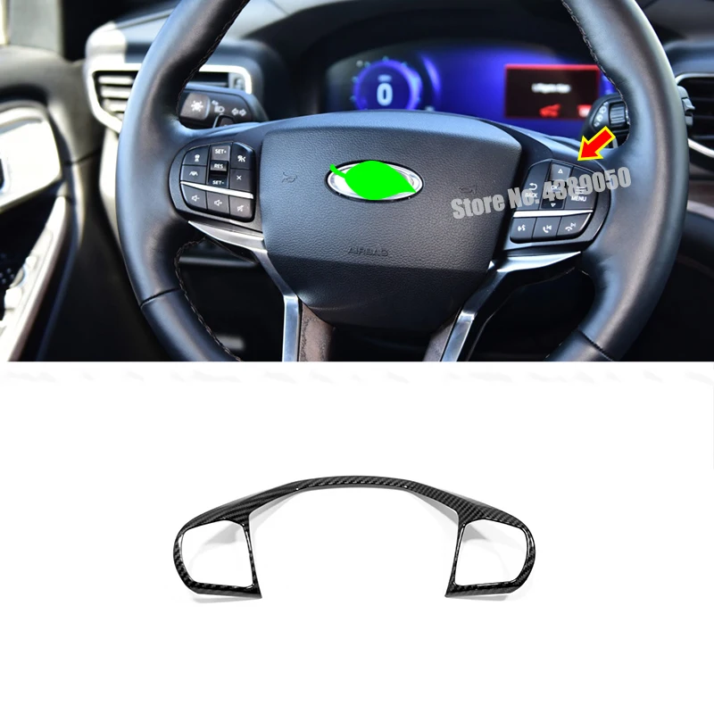 For Ford Explorer 2020 2021 ABS Carbon fiber Car steering wheel trim control button frame cover Accessories 1pcs