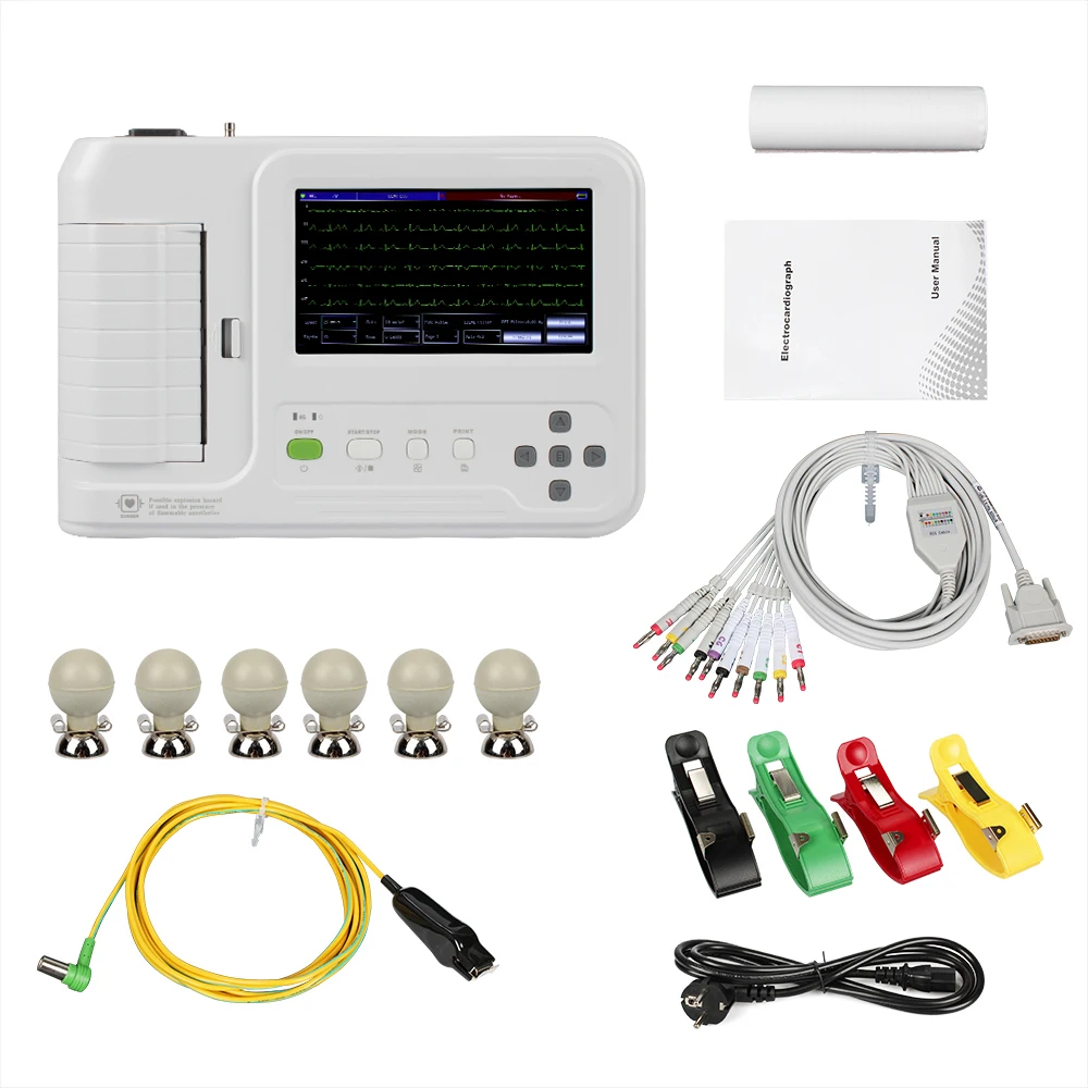 CONTEC ECG600G Touch Screen Digital Electrokardiograph 6 Channels 12 Leads EKG Monitor with Thermal Printer