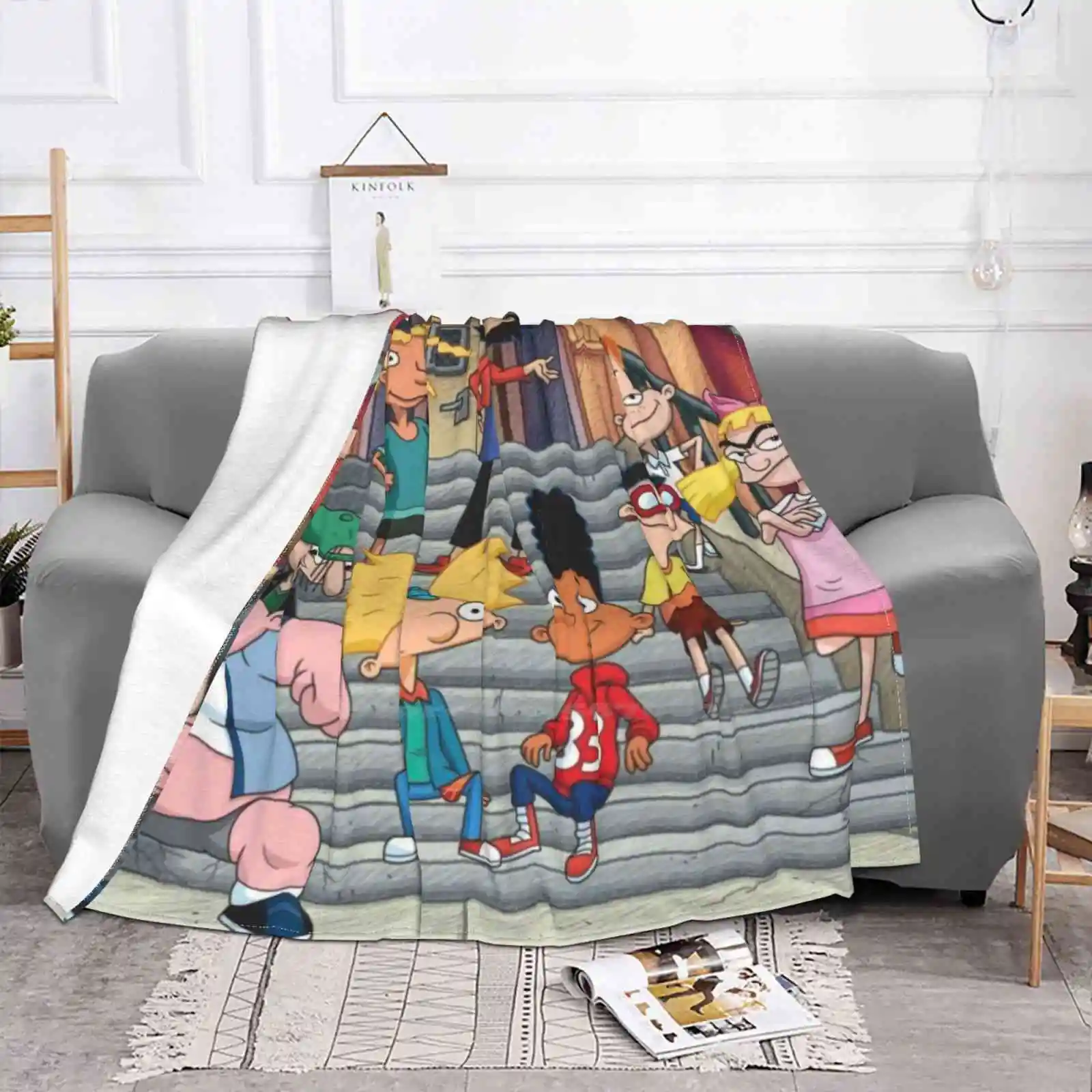 Nuova vendita stampa personalizzata flanella morbida coperta nichel anni \'90 alexander Nick Cartoon Helga Cartoons lenzuolo Hey anni \'90 cartoni