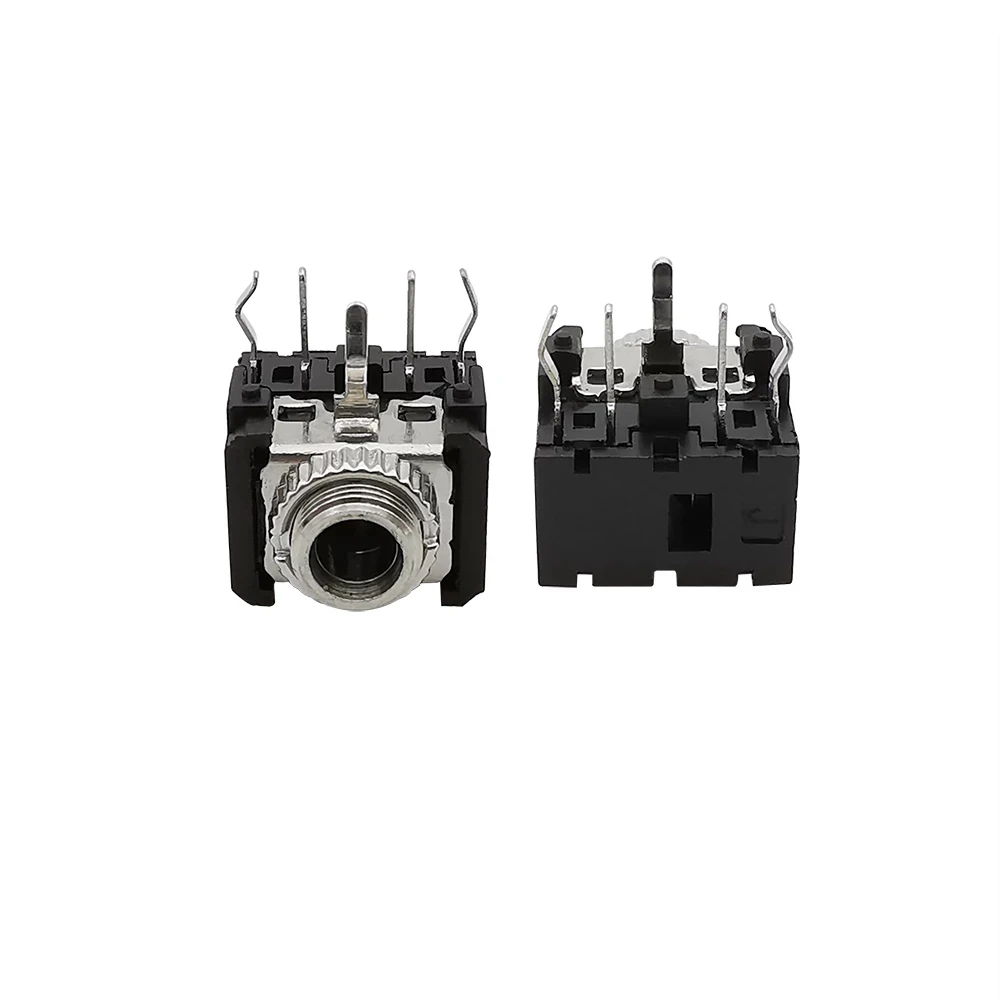 10Pcs PJ 306M 3.5 Female Socket Audio Connector PJ-306M 3.5mm 5 Pin DIP Stereo Headphone Jack With Nut