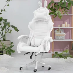 Chaise de jeu Wcg pour fille, fauteuil inclinable avec repose-pieds, meubles de bureau mignons, chaise rose, chaise de gamer Kawaii