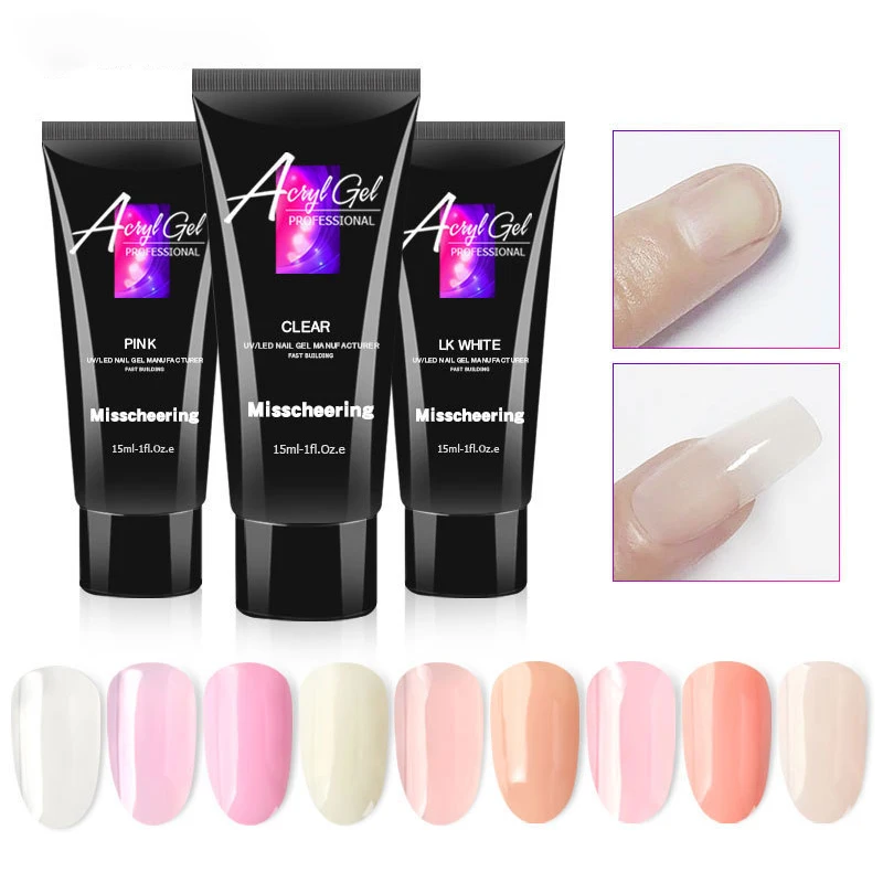 60/30/15ml Nail Extension Gel Natural Pink Clear Color Quick Builder Crystal Gel Acryl Gel Extend Nail Semi-permanent Gel