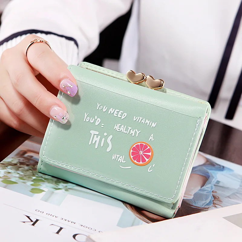 Fashionable Cute Mini Card Holder Coin Cartoon Fruit Purse Female for Student New Candy Color Wallet