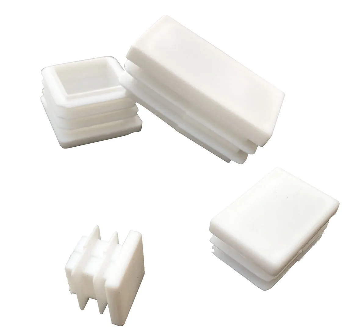 White Square/Rectangle Plastic Blanking End Cap Inner Plug 10x20mm-50x100mm Protection Gasket Dust Seal For Pipe Bolt Furniture