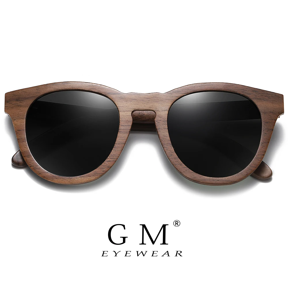 GM Natural Walnut Wooden Sun glasses for Men Polarized Sunglasses Bamboo  Oculos de sol masculino feminino S855