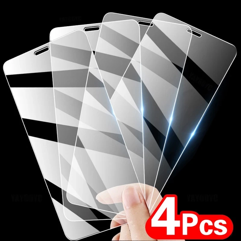 

4Pcs Full Cover Tempered Glass On The For iPhone 11 12 Pro XS Max XR X Screen Protector For iPhone 8 6 7 Plus Protective Glass