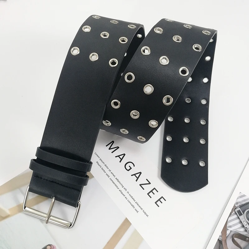 Wide Corset Belt Men Female Punk Belts For Women Gothic Waist Chain Cinturon Mujer Plus Size Waistband All-Eyelet Leather Riem