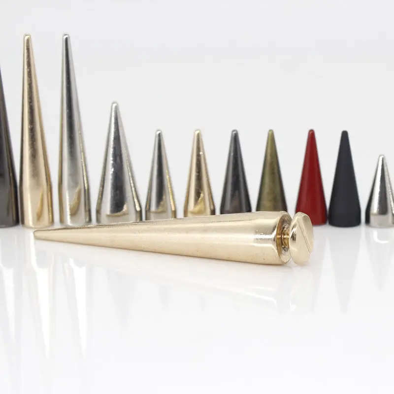 10pcs Solid Metal Screwback Cone Studs Bullet Spike Long Punk Rivets for DIY Leather Craft Bag Garment Clothing Shoes Decor