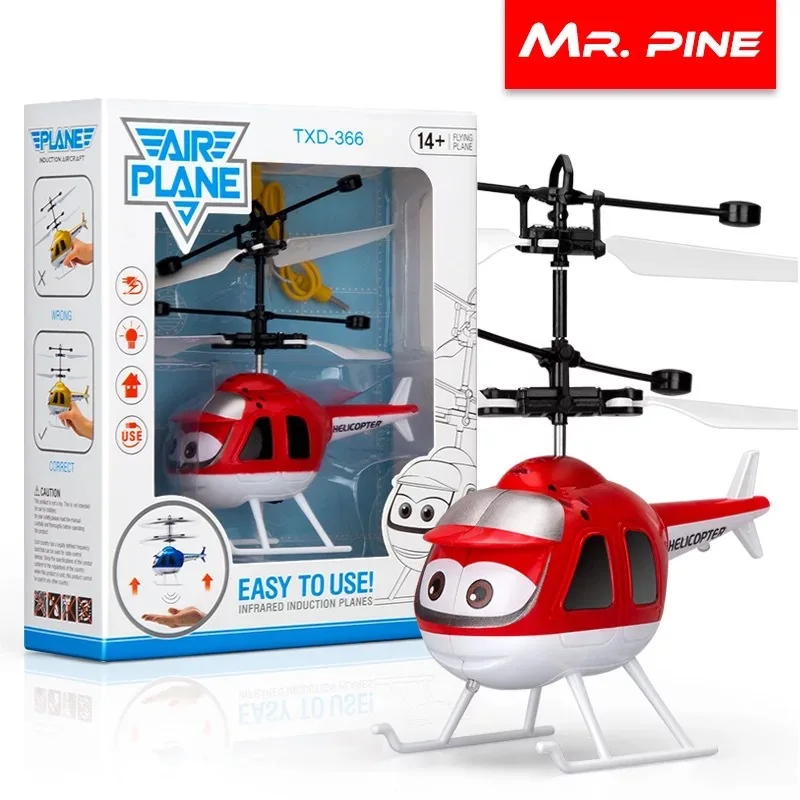 Kids Induction Flying RC Helicopter Toy Cartoon Control Flying Aircraft Quadcopter Infraed Toy With Flashing LED Light Funny Toy