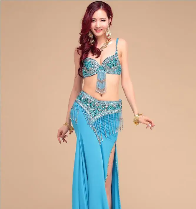 2023 sexy Frauen Leistung Bauchtanz Kostüme orientalische Tanz Outfits 3 stücke Frauen Bauchtanz Full Set BH Gürtel Rock