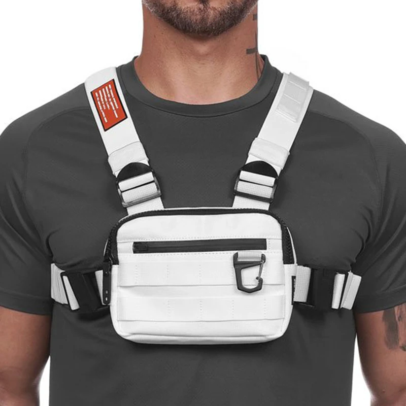 Peito Rig Running Bag para homens, Hip Hop Waist Pack, desporto ao ar livre, ginásio, acessórios de fitness, colete tático, Streetwear, moda