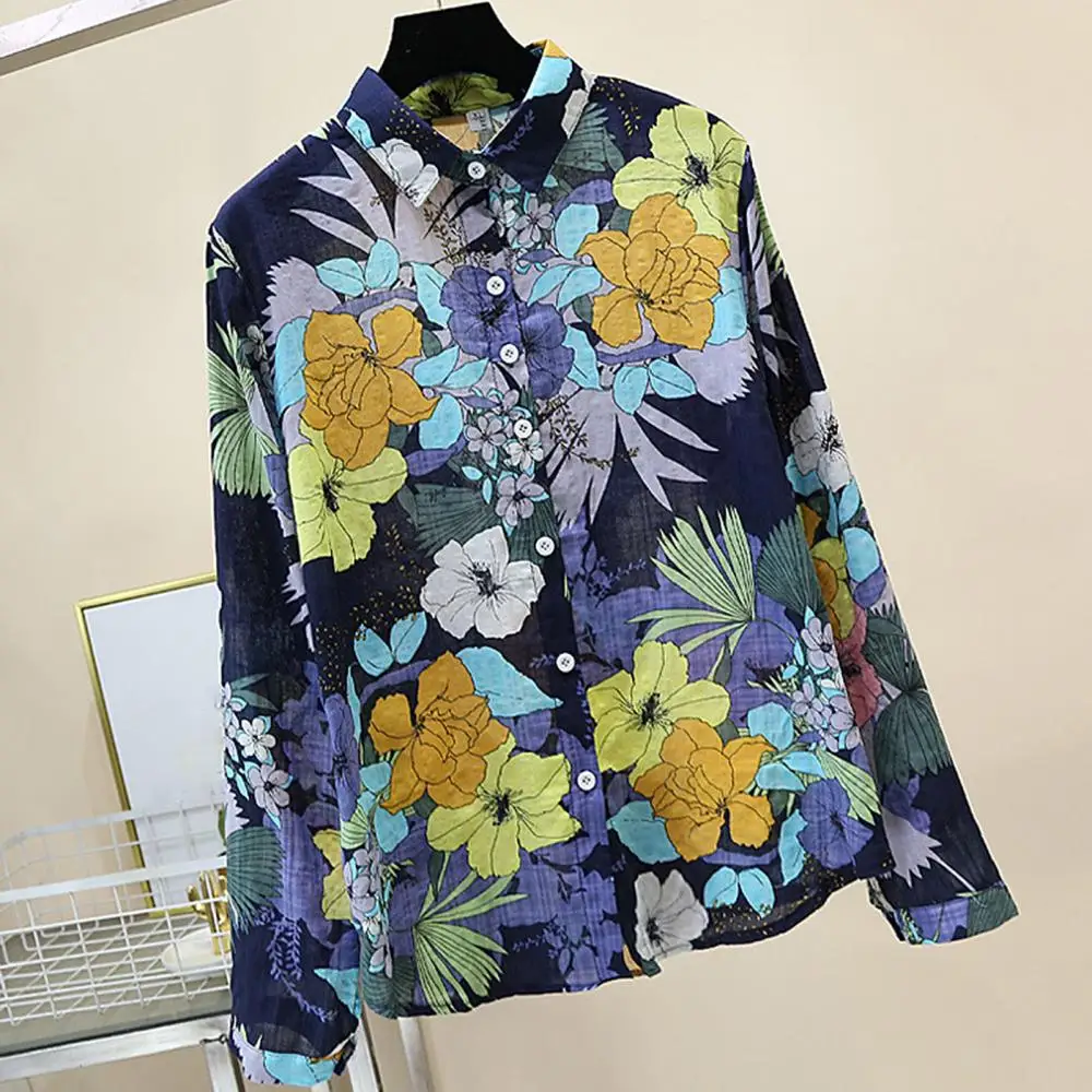 Plus Size M-4XL Ladies Vintage Loose Blouse Women Chiffon Shirt Floral Print Casual Office Lady OL Style Women Shirt Female