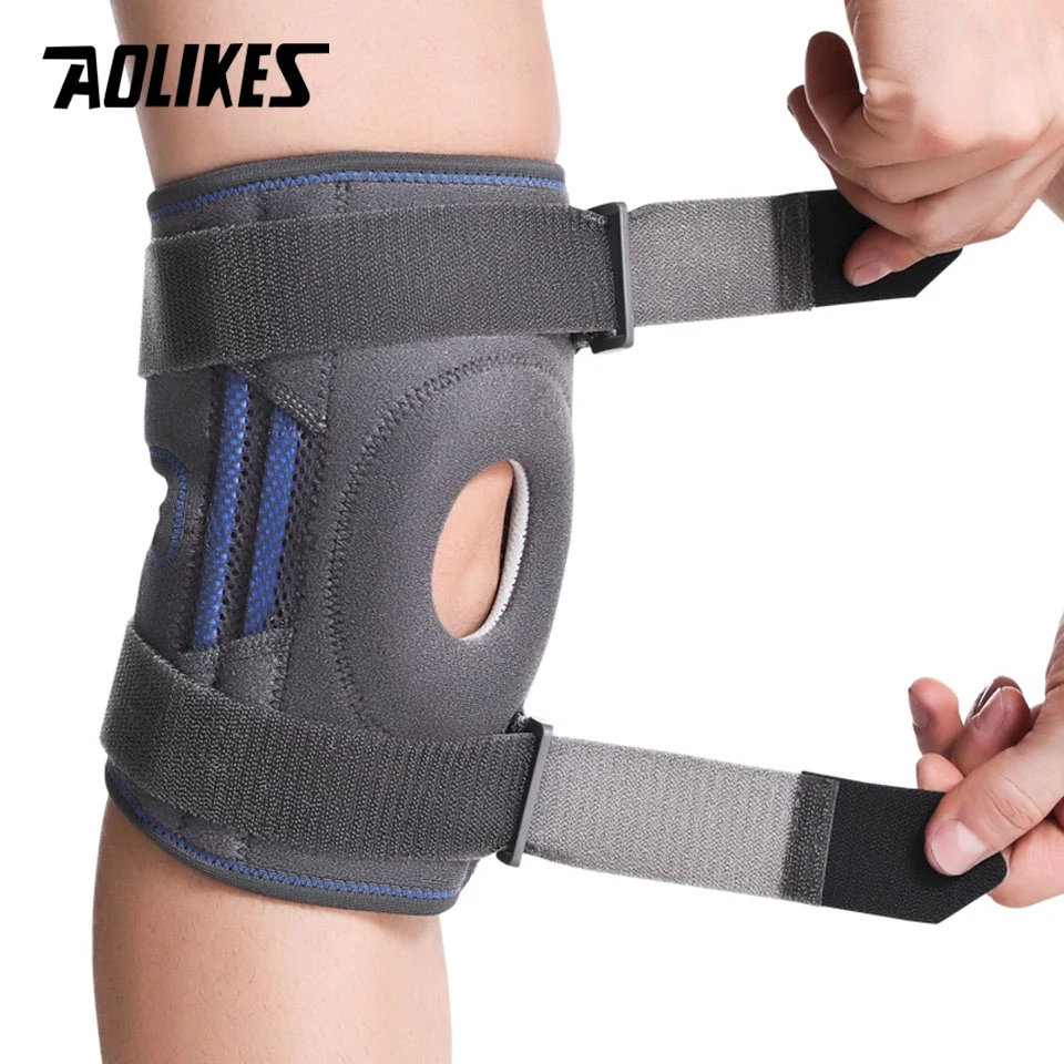 AOLIKES-Genouillères avec sangles de protection en silicone, pour basket-ball, course à pied, volley-ball