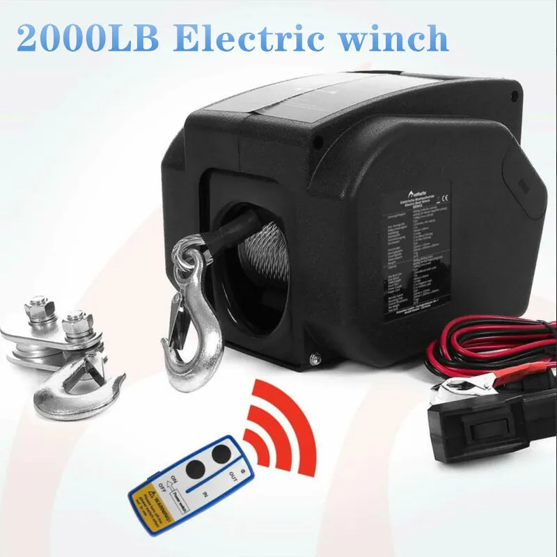 12V 2000 lbs wireless Electric winch for marine use лебедка 12vлебедка электрическая
