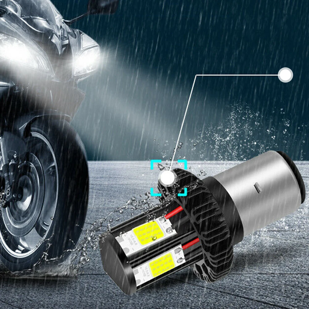 

1Pc H6 BA20D LED Motorcycles Lights Headlight Bulbs 4 Sides COB Pure White 6000K High Low Beam Fog Lights Moped ATV Accessories