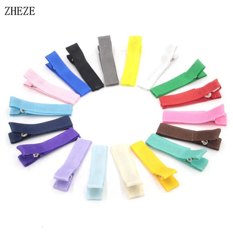 100Pcs/Lot New Arrival 45mm Small Cute Solid Hairclip Whole Wrapped Safety Hair Clips Kids Hairpins Handmade DIY Hair Accessory