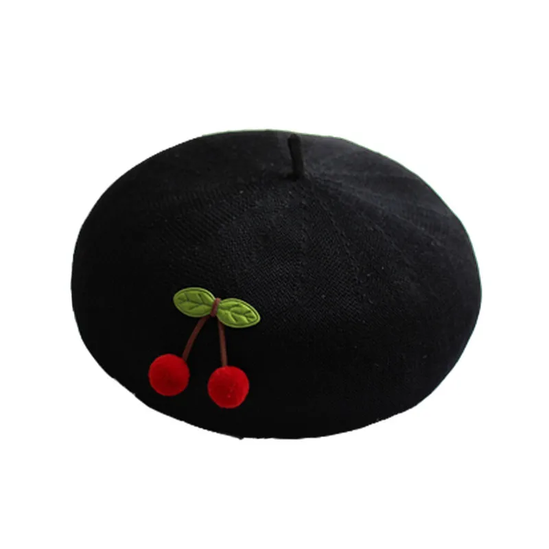 

Summer women's beret hat DIY handmade cherry thin breathable painter hat girl fresh and sweet fruit French hat beanie hat