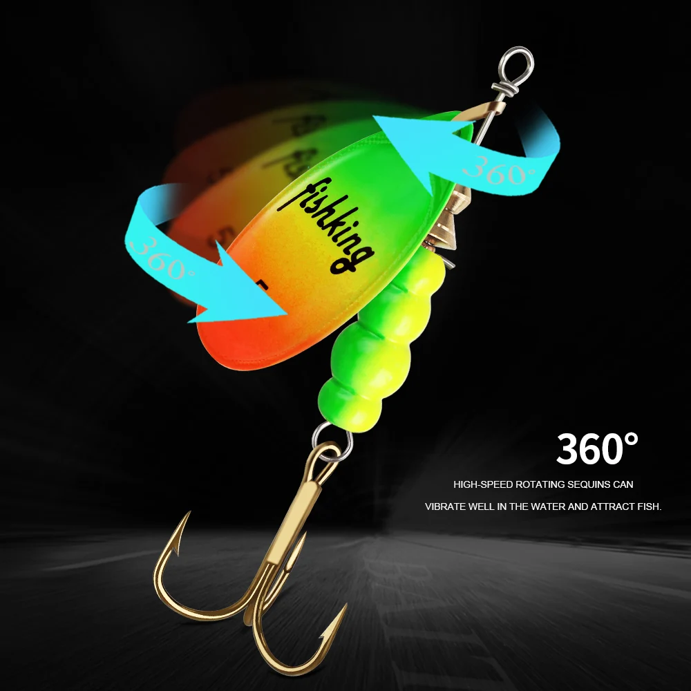 4pcs/pack Metal Fishing Lure Spinner Baits 3.9g 4.6g 7.4g 10.8g 15g Rotating Spoon Lures Spinners With Treble Hooks Pike Baits