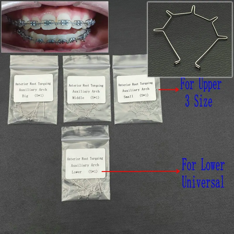 Dentst 5 unids/bolsa de Ortodoncia Dental, torsión de raíz Anterior, arcos auxiliares, pequeños, medianos, grandes, accesorios de odontología