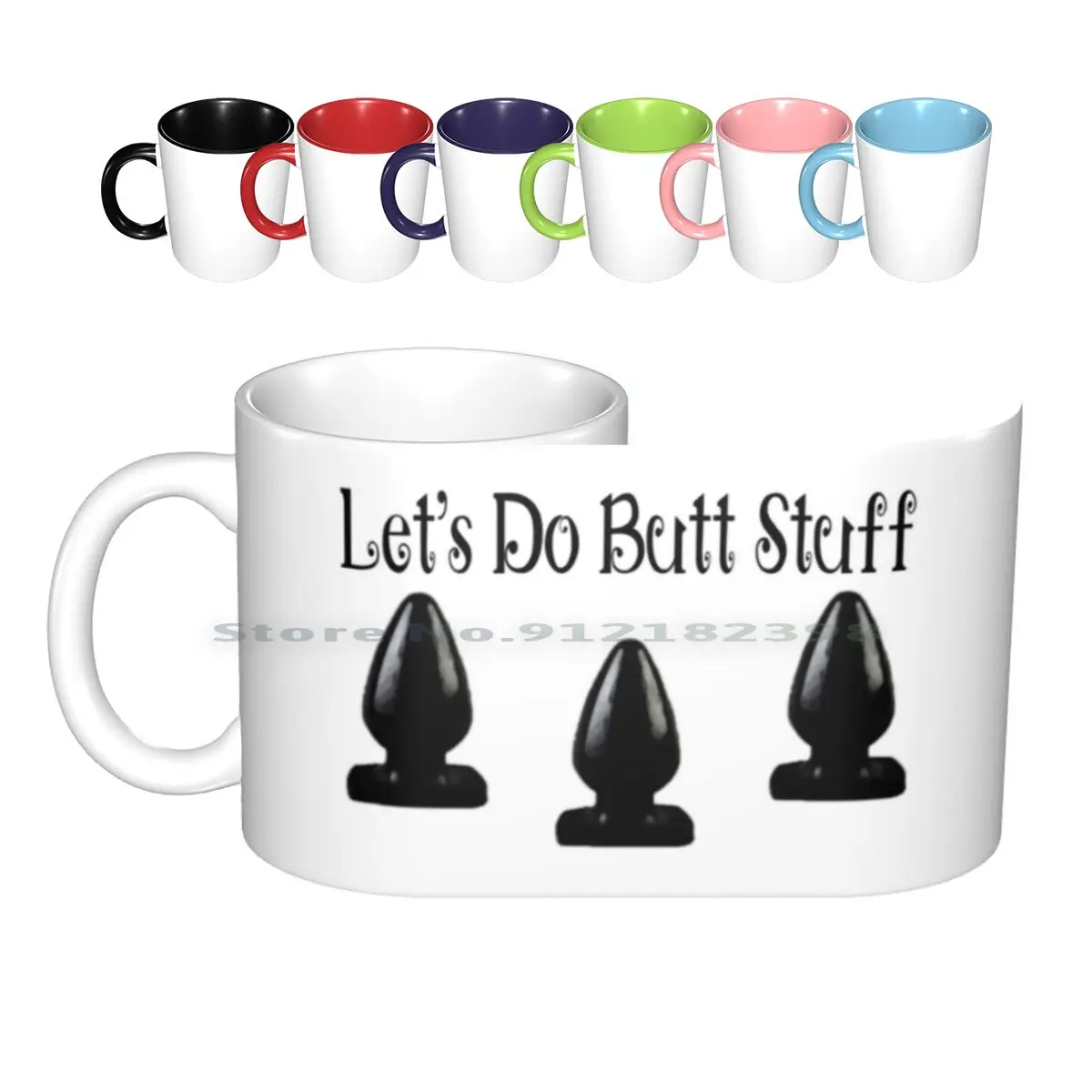 Let's Do Butt Stuff Ceramic Mugs Coffee Cups Milk Tea Mug Butt Butt Plugs Sex Anal Ass Sexy Hilarious Text Black And White