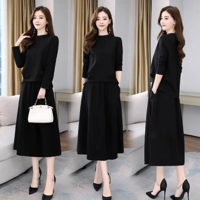 Women's Suit Skirt Two Piece Set Spring Summer For Women 2021 New Female Fashion Sportswear O Collar Large Size Show Thin Dress