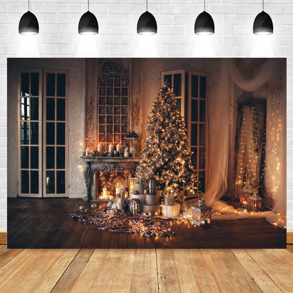 

Christmas Backdrop Fireplace Window Vintage Room Retro House Baby Photography Background Vinyl Photozone Photophones For Photos