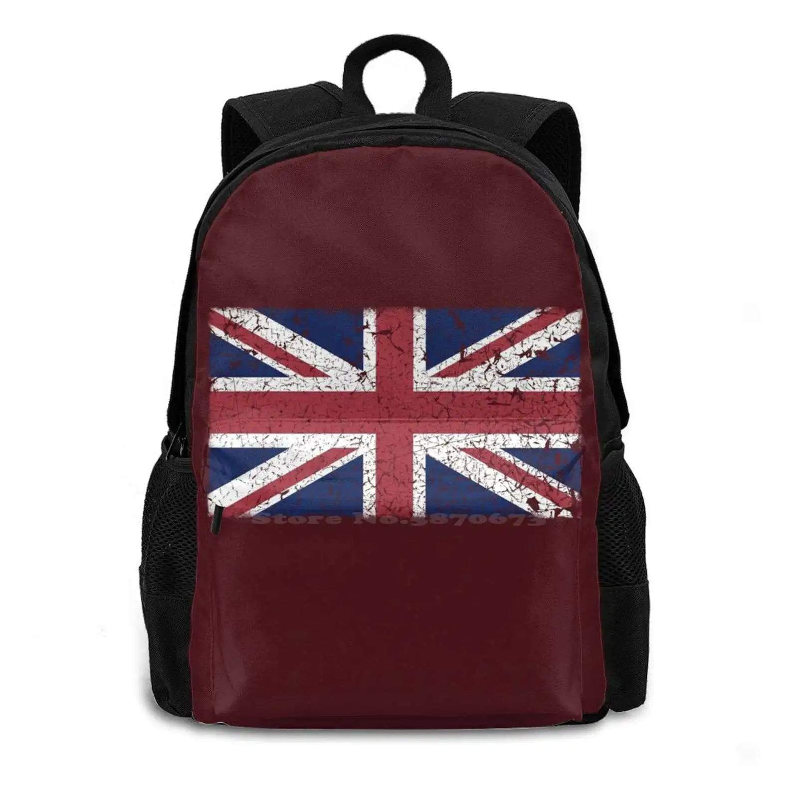 Vintage Look Union Jack Flag Of Great Britain Teen College Student Backpack Laptop Travel Bags Union Jack Royal Ensign Flag