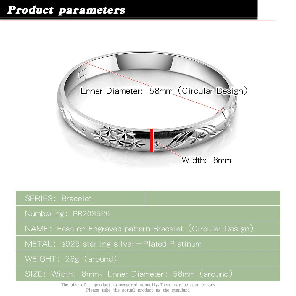 Top Quality 2020Hot Solid 925 Sterling Silver Bracelet fine fashion High Quality Jewelry For Women Men Gift